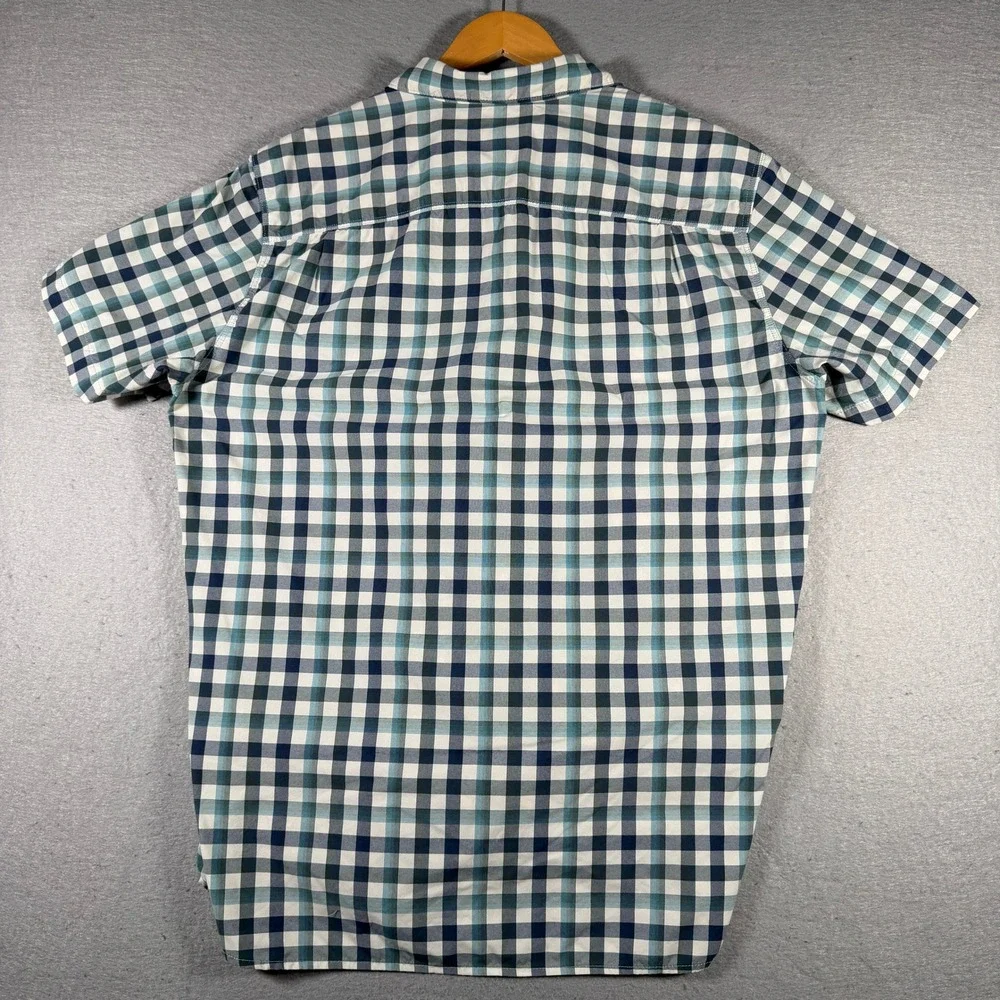 The North Face Mens XL‎ Blue Gingham Plaid Short Sleeve Nylon Shirt NF0A2UMR S17